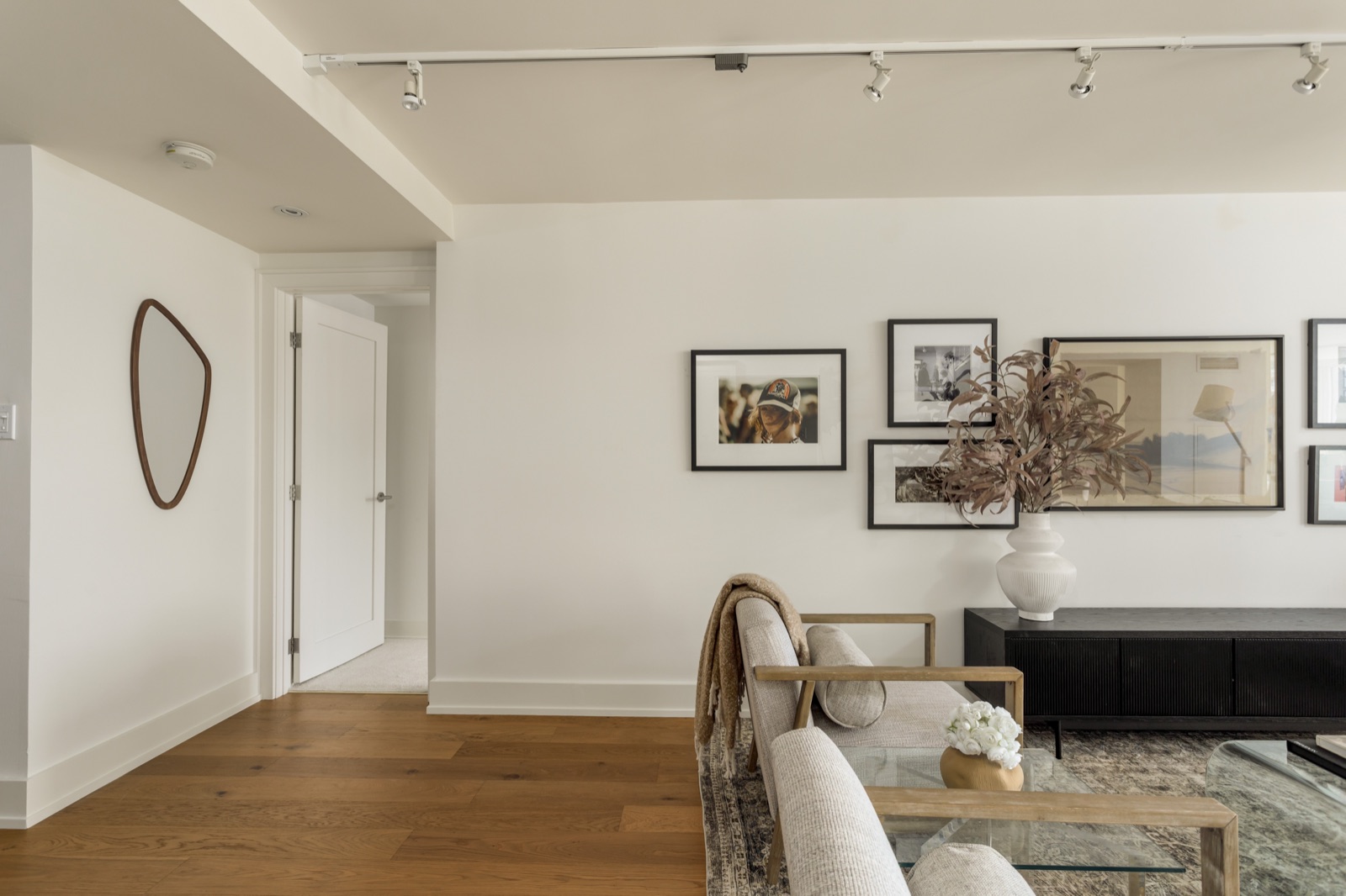Hallway opening onto the gallery wall