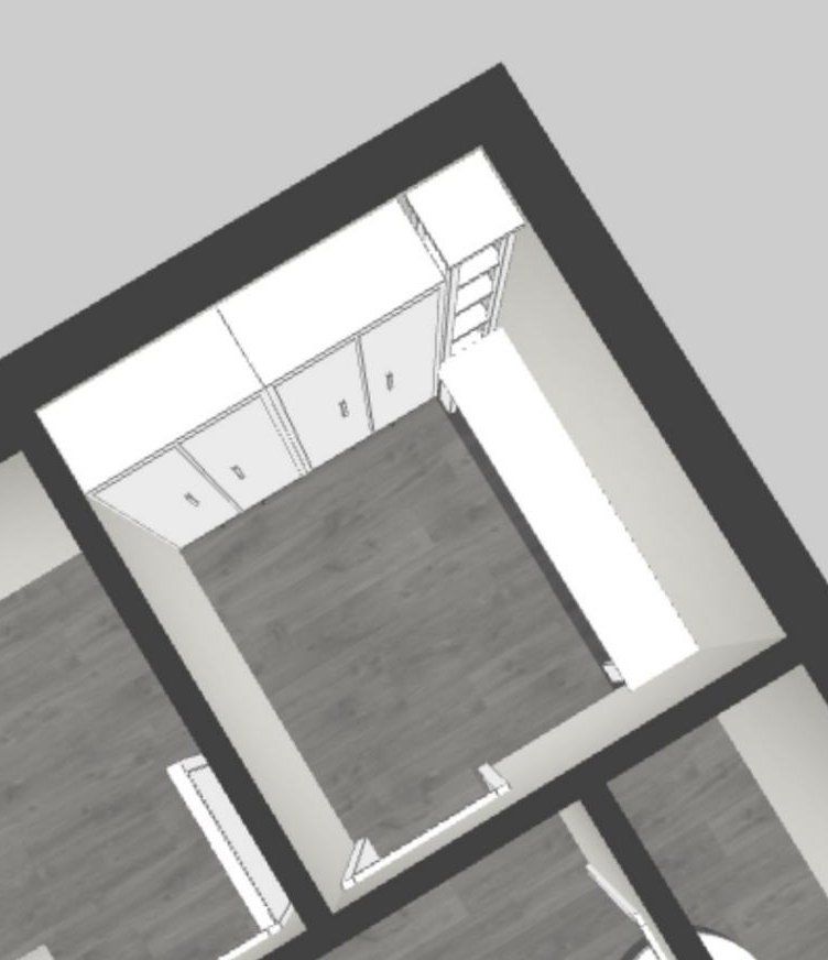 Layout B: den plan with closets across the back wall