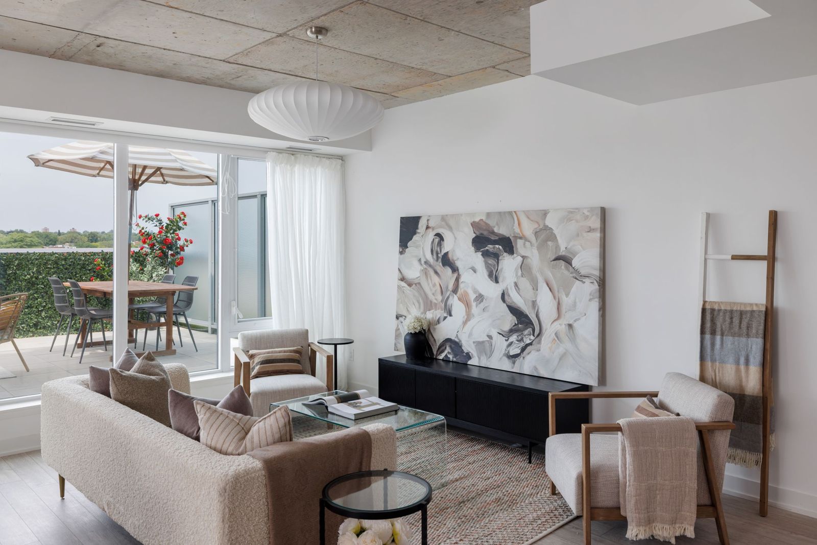 Living room opening to the terrace