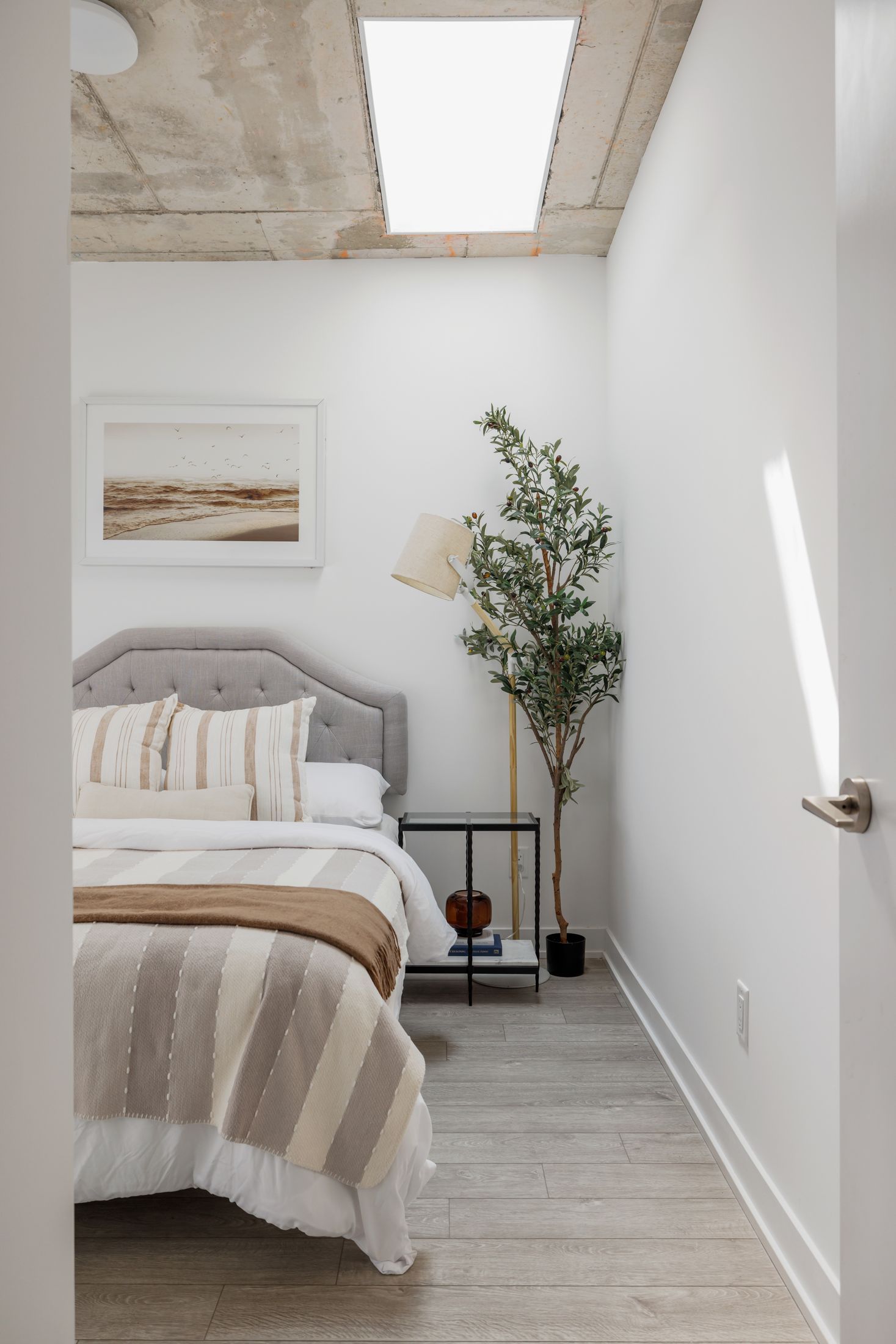 Bedroom under a skylight